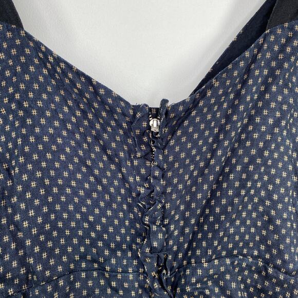 Etoile Isabel Marant Women Coquette Feminine Linen Dress Size 36 Blue Ruched - Picture 7 of 10